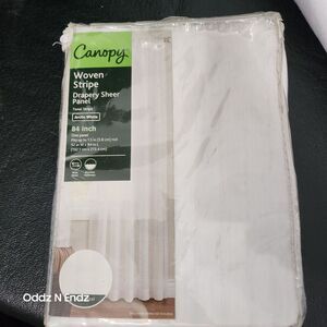Woven Stripe Drapery Sheer Panel 84 Inch Canopy‎ Arctic White Polyester